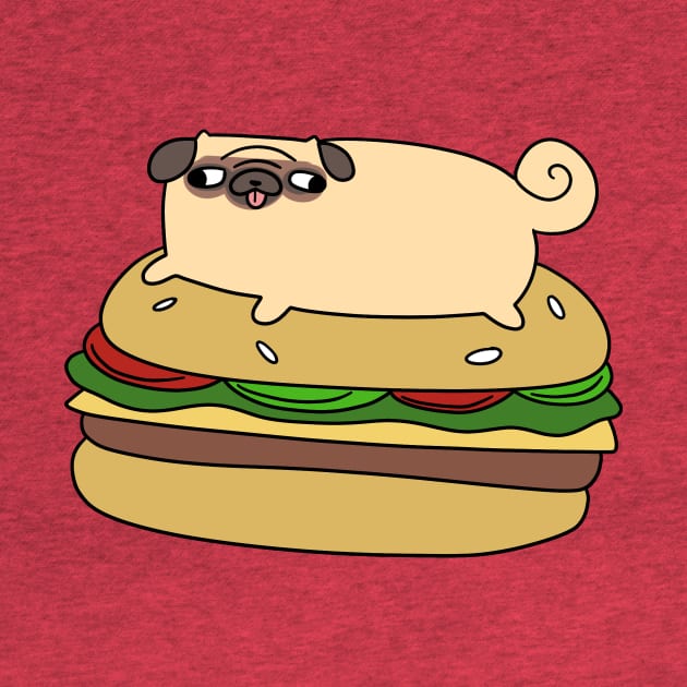 Pug Laying on Giant Hamburger by saradaboru